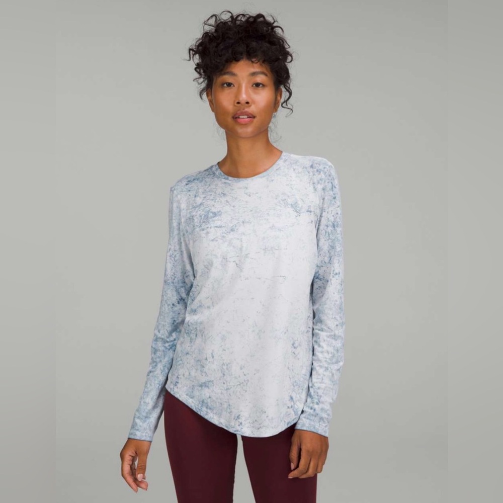 Lululemon Love Long Sleeve Shirt in Wash Alpine White Cirrus Blue Soft Denim